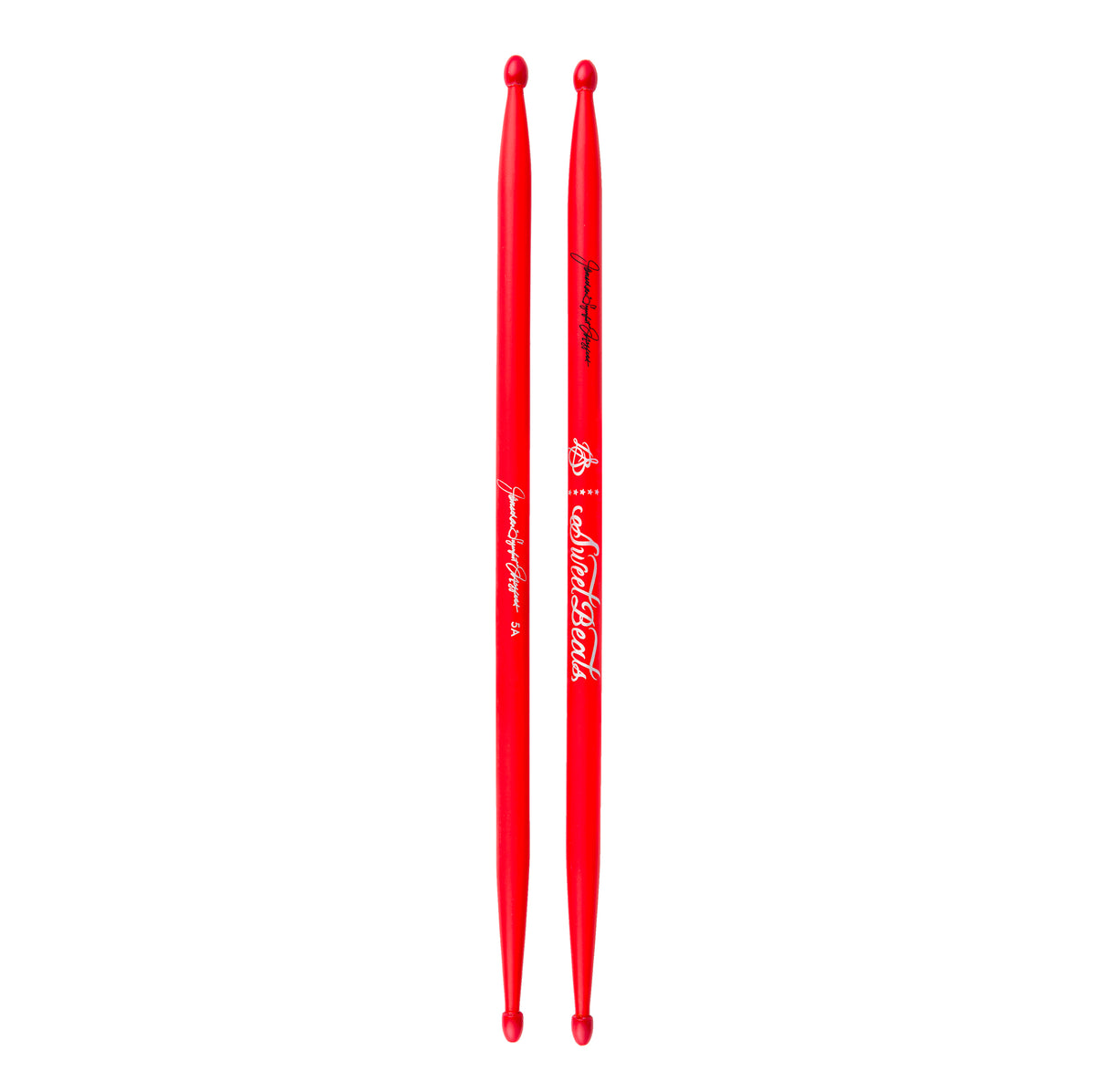 Hand Signed SweetBeats Drum Sticks - Cherry Matte | Red Nylon Tips Collectible