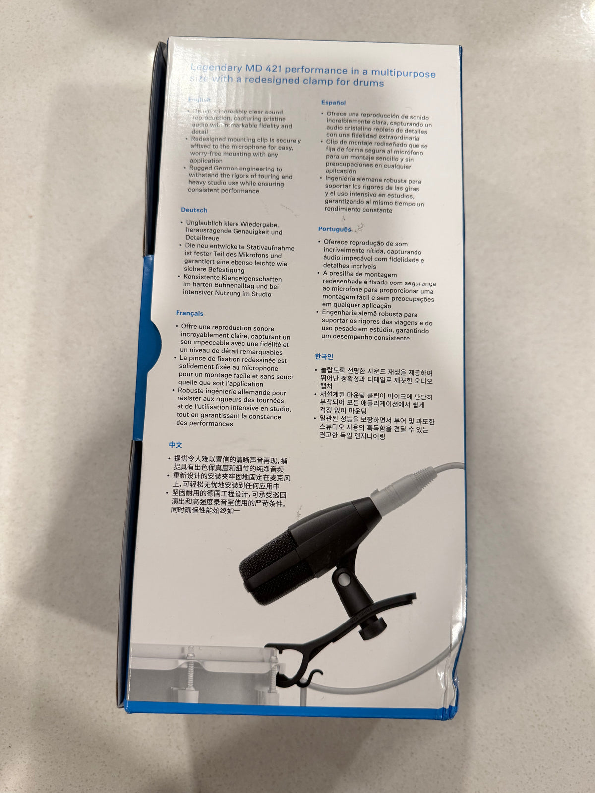 Sennheiser MD 421 Kompakt Dynamic Microphone with MZH Drum Clamp – Unused