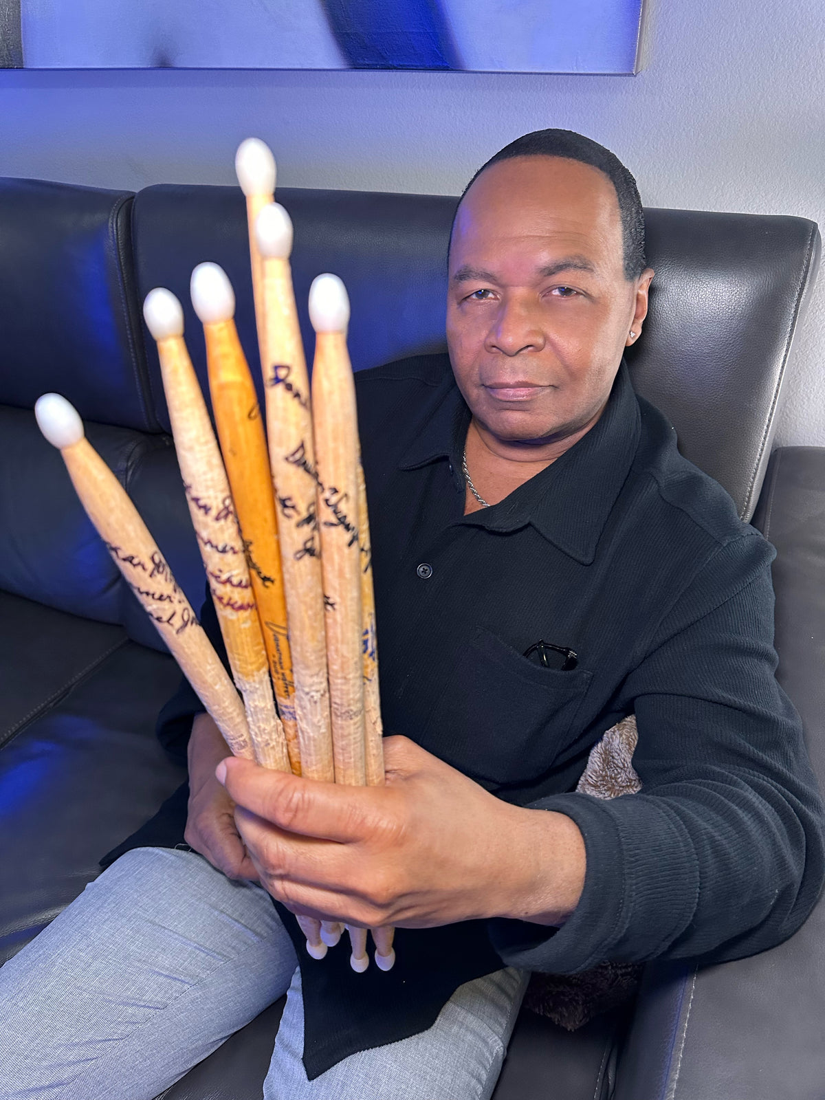 Jonathan Moffett Used &amp; Signed Concert Stick Collectible