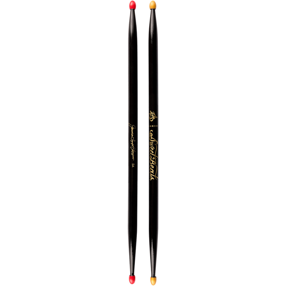 SweetBeats Drum Sticks - Black Glaze | Gold &amp; Red Nylon Tips