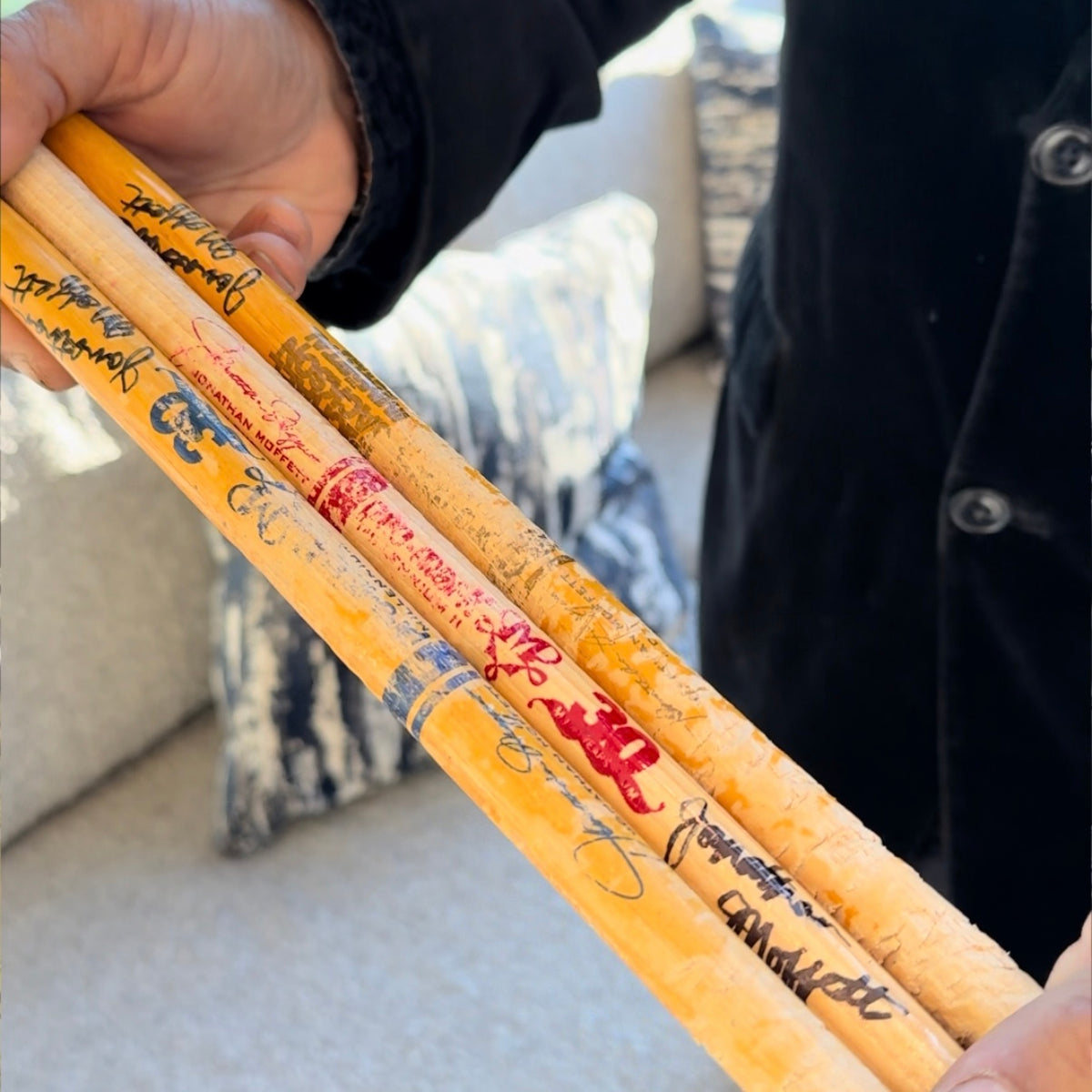 Jonathan Moffett Used &amp; Signed Drumsticks – Michael Jackson Tour &amp; Rehearsal Collection
