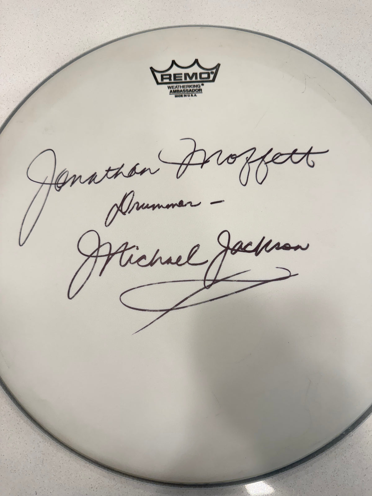 Jonathan Moffett Signed Drum Head Collectible
