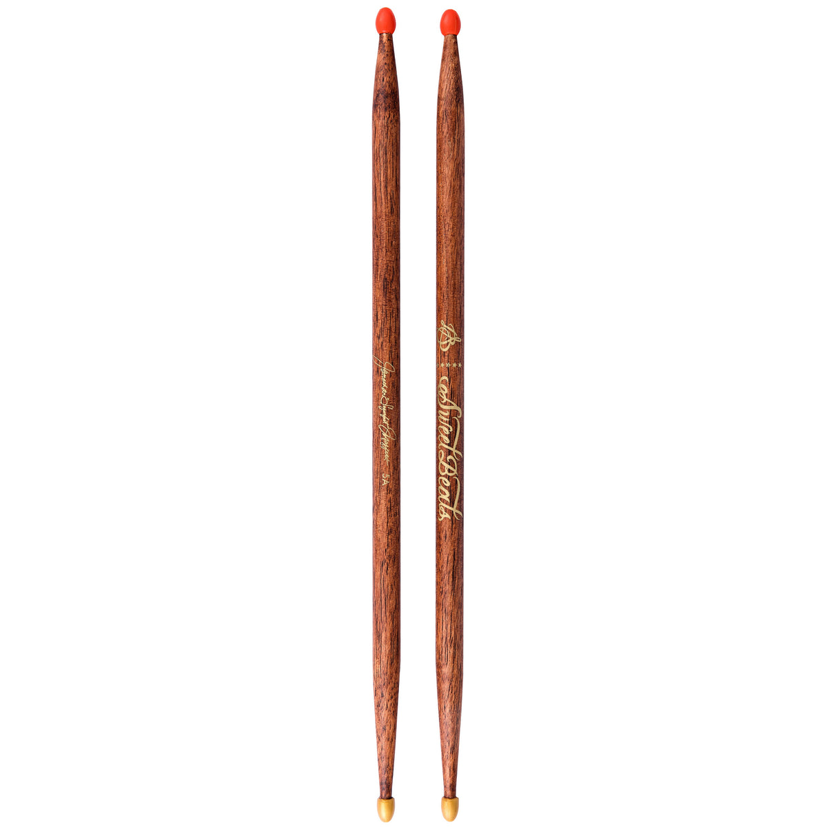SweetBeats Drum Sticks - Sweet Hickory Red Stained Wood | Nylon Tips